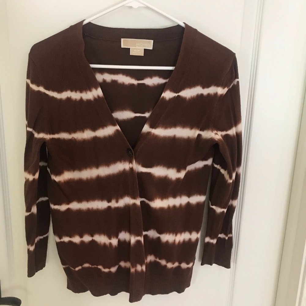Michael Kors S/P Brown & White Tie Dyed Cardigan